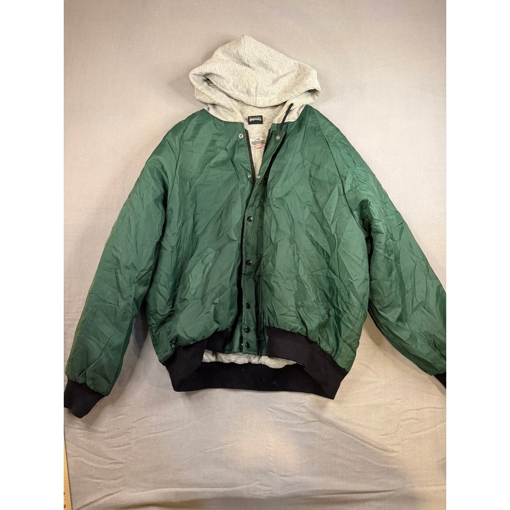 RedHead Mens XL Green Hooded Bomber Jacket Thinsulate Insulated Full Zip Snap